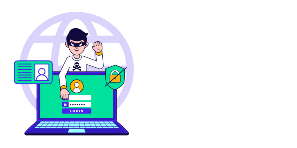 A suspicious man reaching over the laptop screen to grab the user's login